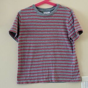 {Hanna Andersson}-Size: 110(5)-Grey and Salmon Striped Shirt